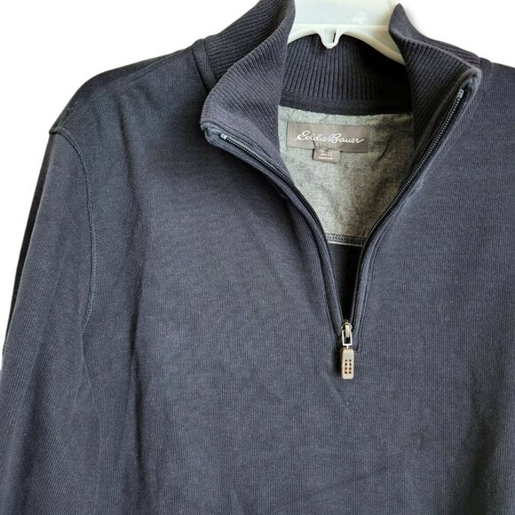 Eddie Bauer Men's‎ Tall L  Sweater Fleece Quarter Zip Pullover Blue - Picture 3 of 11